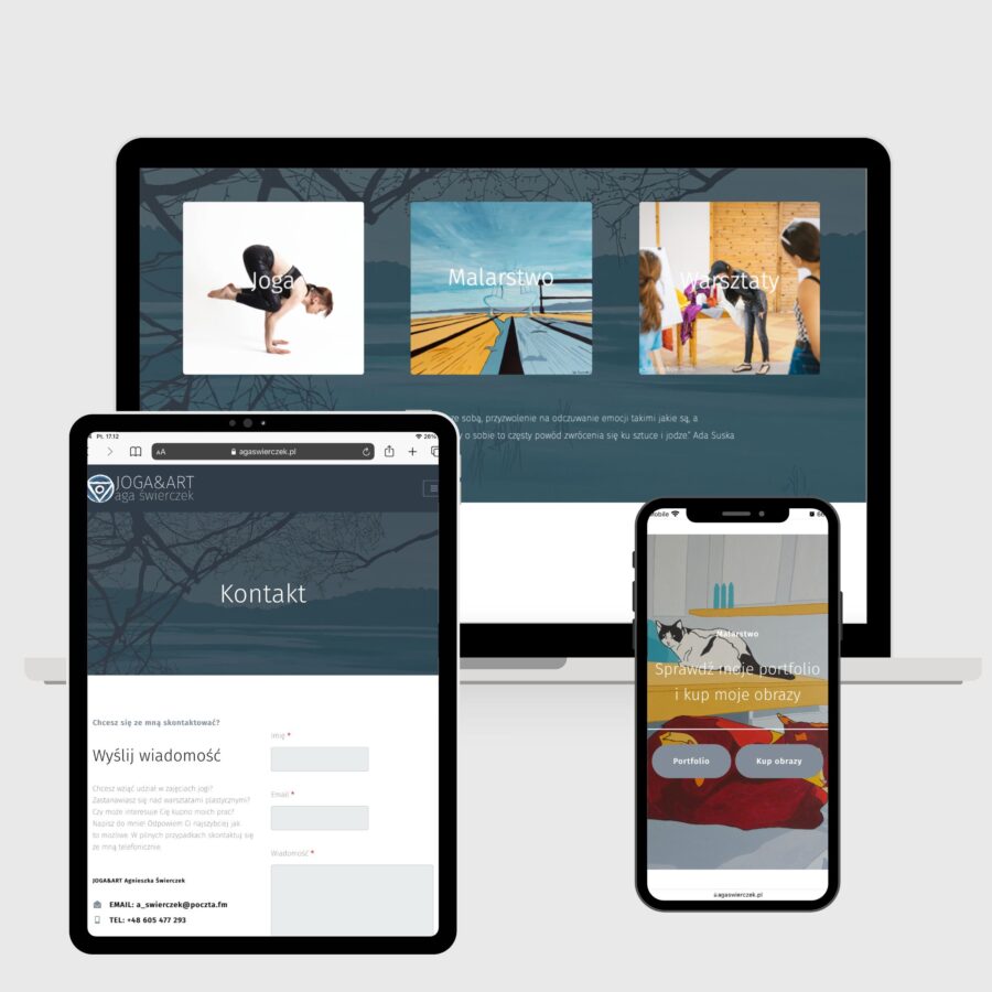 Rozbudowane strony internetowe z portfolio, grafikiem zajęć i harmonogramem