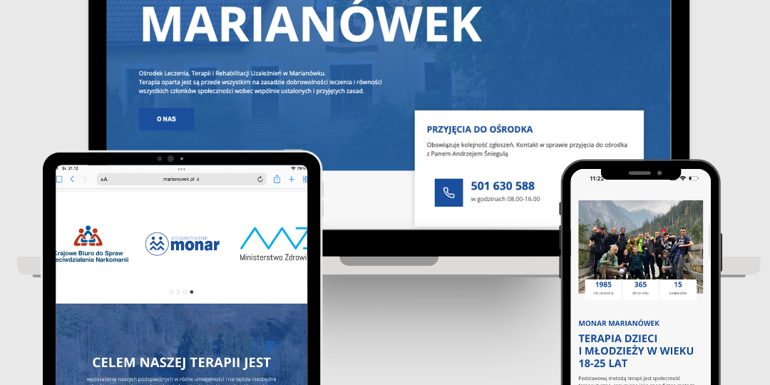 Monar Marianówek - modyfikacja istniejącej strony internetowej. naprawa strony internetowej