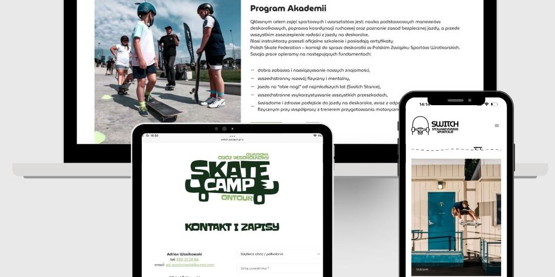 Strona internetowa dla Stowarzyszenia Sportowego Switch. Projektowanie stron internetowych Szczecin.
