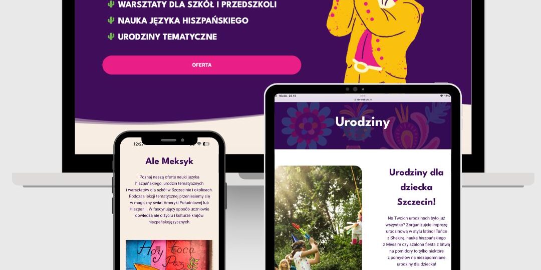 Projekt strony internetowej dla szkoły nauki języka hiszpańskiego Ale Meksyk