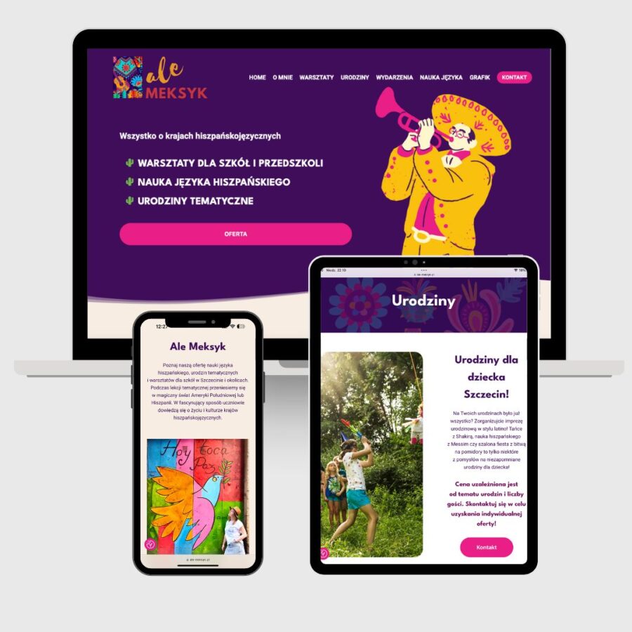 Projekt strony internetowej dla szkoły nauki języka hiszpańskiego Ale Meksyk